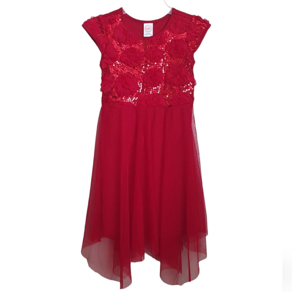 Girl's Red Tulle Sequins Party Dress Size M (7-8)
